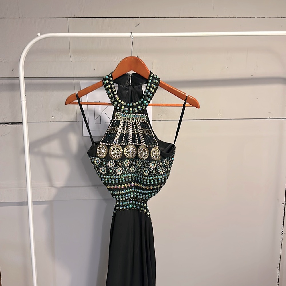 Crystal Doll Black Beaded Prom Dress